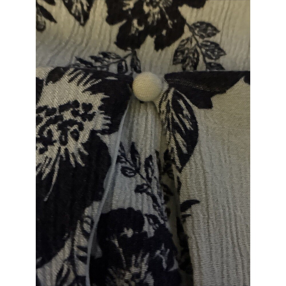 Womens Large Boho Romper Blue Floral Deep V-neck Dolman Sleeve Keyhole Button - Picture 10 of 16
